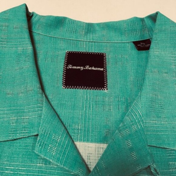 Tommy Bahama Men's 3XB Short Sleeve Green Silk Camp Shirt in Excellent Condition - Picture 3 of 8